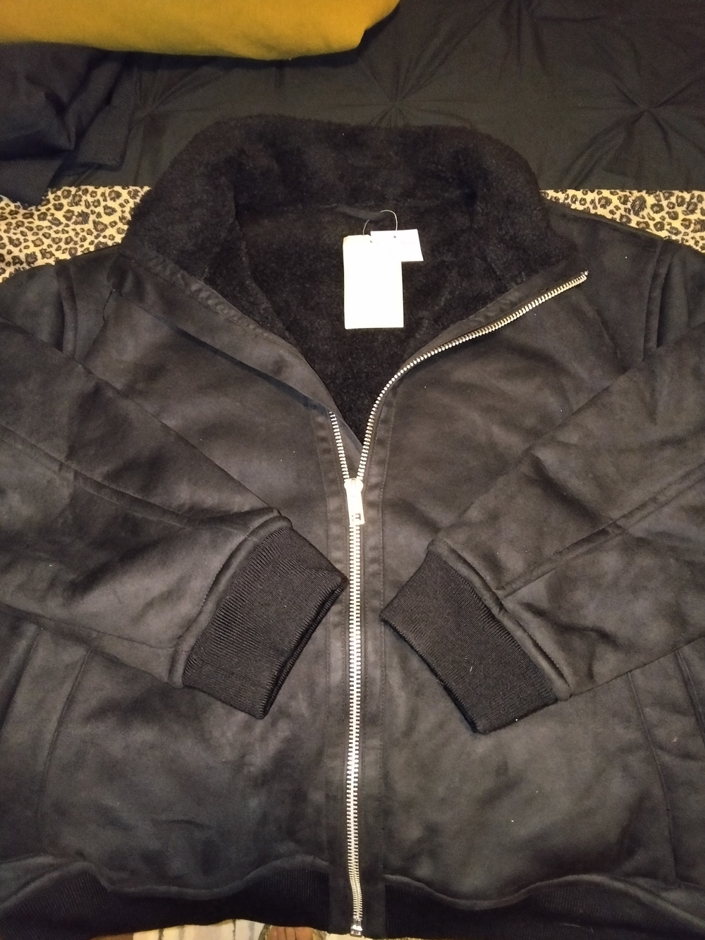 H&M Men’s Black Bomber Jacket Full Zip Lined Short Length Size XXL